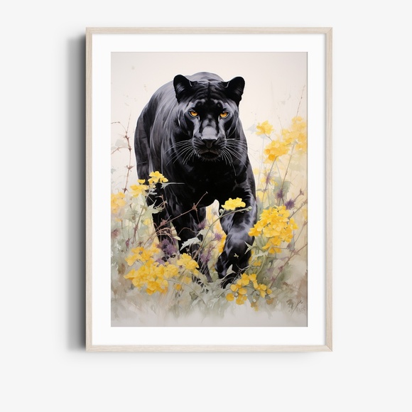 Watercolor Black Jaguar Wall Art Print Unframed - Majestic Jungle Elegance - Picture 6 of 6